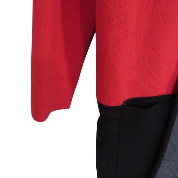 Burgess Red Sweater Cardigan Travel Coat Small Long Line Open Front - Picture 7 of 11